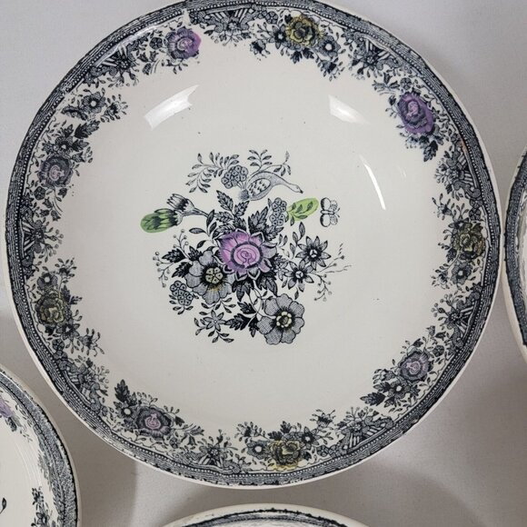 Lot of 6 Egersund Norway Black Pheasant Transferware Norsk Flint Bowl Soup Berry - Picture 7 of 11